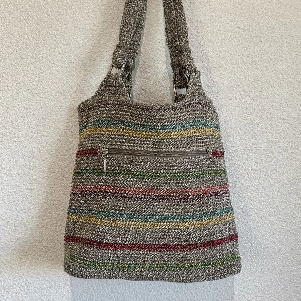 The Sak Multicolored Stripe Woven Belle Shoulder Bag Purse Tote Boho Hippie Hobo